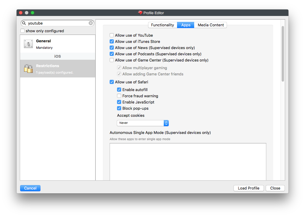 Profile Editor Search