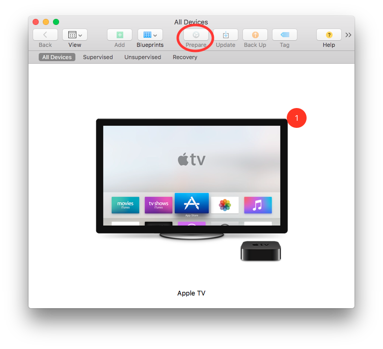 connect apple tv to apple configurator 2